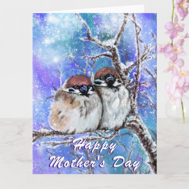 Famille des Éperviers en hiver Carte Fête des Mère (Orchidée)