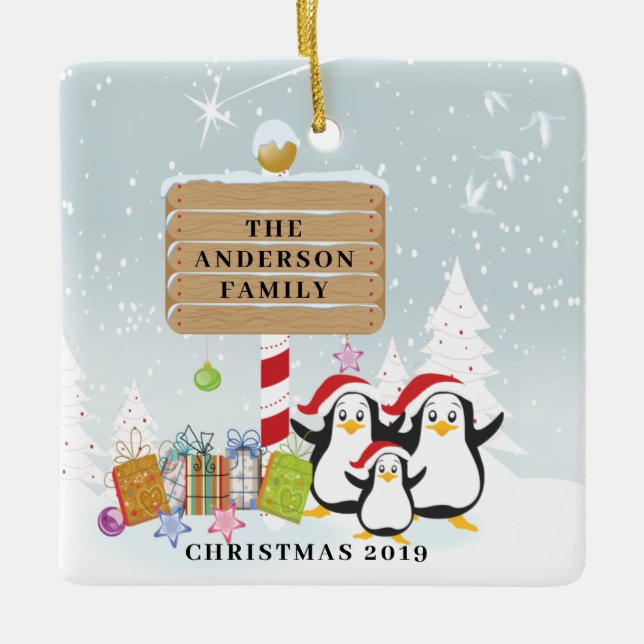 Famille des Pingouins de Noël de 3 ornements (Devant)