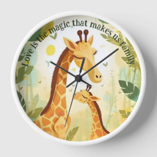 Famille Giraffe Animal Horloge murale