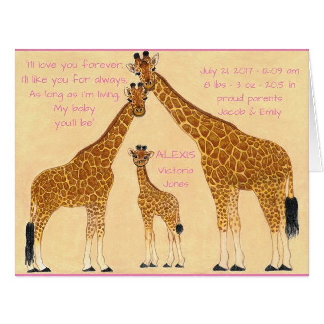 Famille Giraffe - Faire-part de naissance (Devant horizontal)