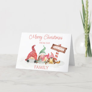 Famille Gnome avec nouveau-né Baby Chien Carte de 