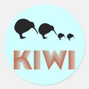 Famille Kiwi Rétro Autocollant Nouvelle-Zélande