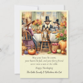Famille mignonne avec Cat Thanksgiving Carte de va