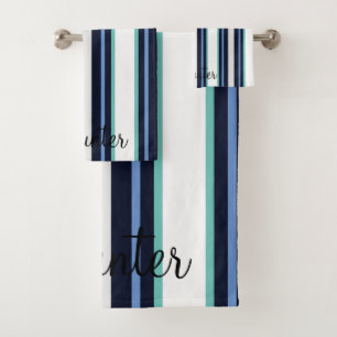Famille Moderne Cursive Bleu Et Turquoise Personna