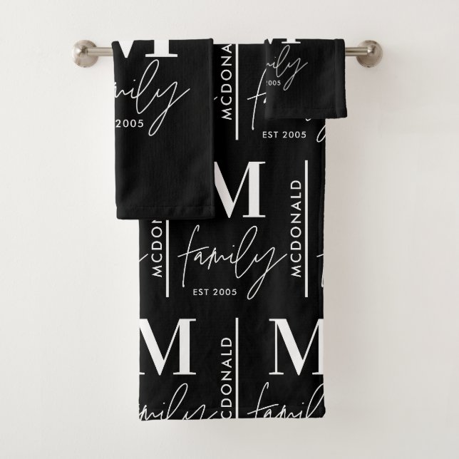Famille moderne noire personnalisée Monogramme (En situation)
