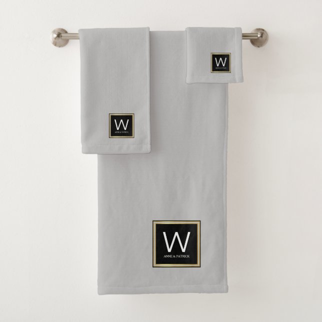 Famille Monogramme Couple Noms Ensemble de serviet (En situation)
