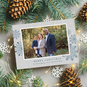 Famille Noël Snowflakes Carte photo de vacances