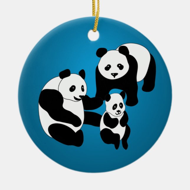Famille Panda de trois ornements de Noël personnal (Devant)