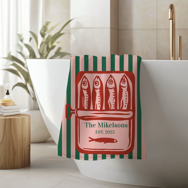 Famille personnalisée Rétro Sardine Tin Stripes (Créateur téléchargé)