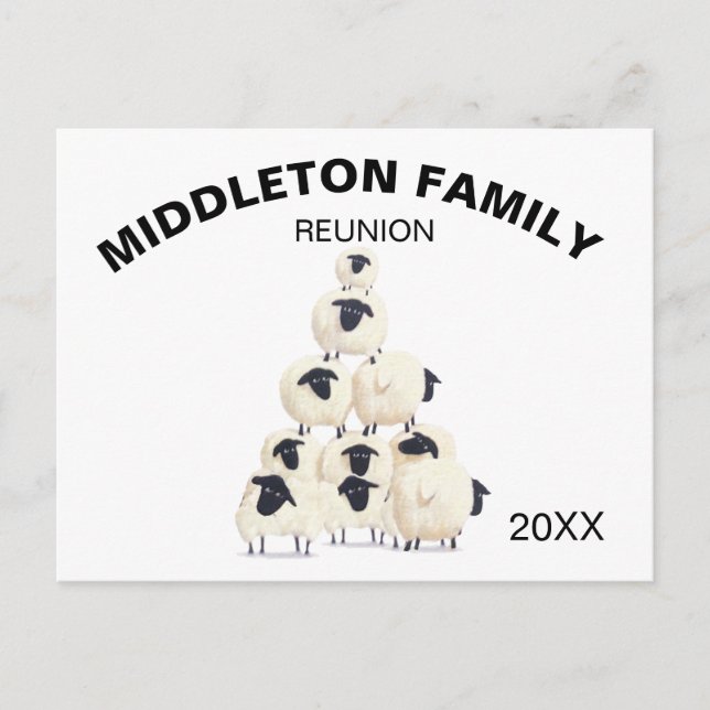Famille Réunion Collecte Amusant Black Invitation (Devant)