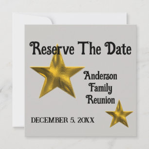 Famille Réunion Faire-part Gold Star Réserve Date