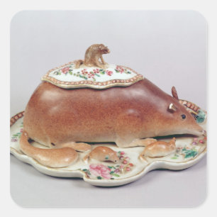 Famille Rosensoßetureen und -abdeckung modelliert Quadratischer Aufkleber