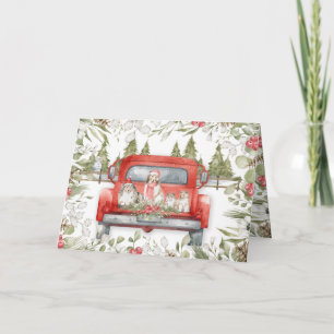 Famille Shelter en Camion Rouge Carte de Noël