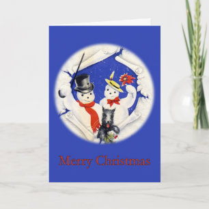 Famille Snowman - Carte de Noël Vintage