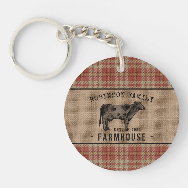 Famille Vache Rouge Plaid Burlap 2 Côté (Devant)