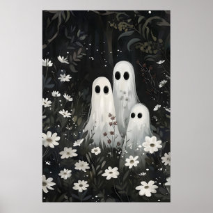 Familles de fantômes mignons dans une impression d
