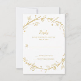 Familles mixtes Gold Wreath Wedding RSVP