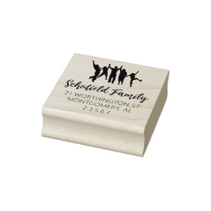 FAMILLIEN RÜCKSENDEADRESSE JUMP RUBBER BRIEFMARKE GUMMISTEMPEL