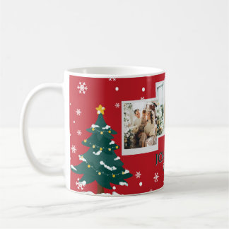 Family 3 Photo Collage Personalized Christmas  Kaffeetasse