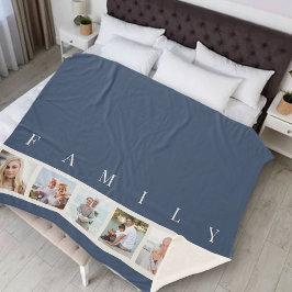 FAMILY 6 Foto Collage Stilvolles Blau Sherpadecke
