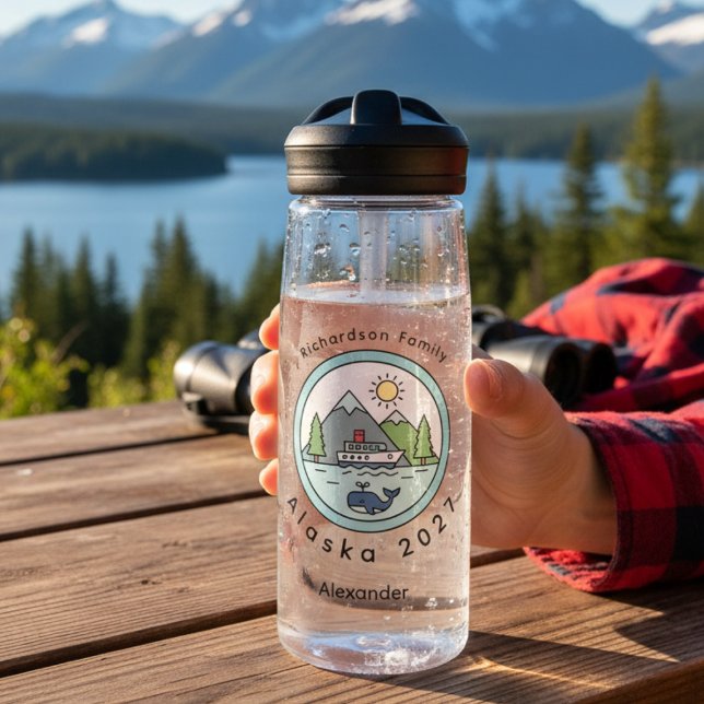 Family Alaska Cruise Trip Trinkflasche (Family Alaskan cruise water bottle)