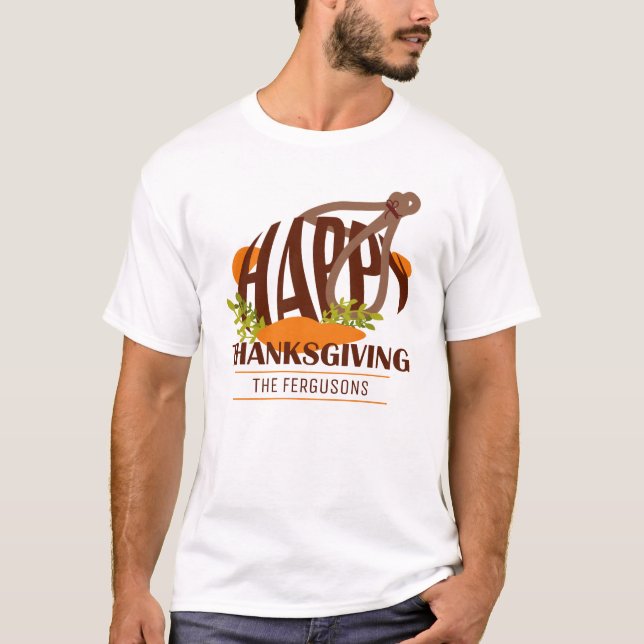 Family Artistic Erntedank Türkei Brown & Orange T-Shirt (Vorderseite)