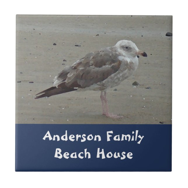 Family Beach House Begrüßung von Seagull Fliese (Vorderseite)