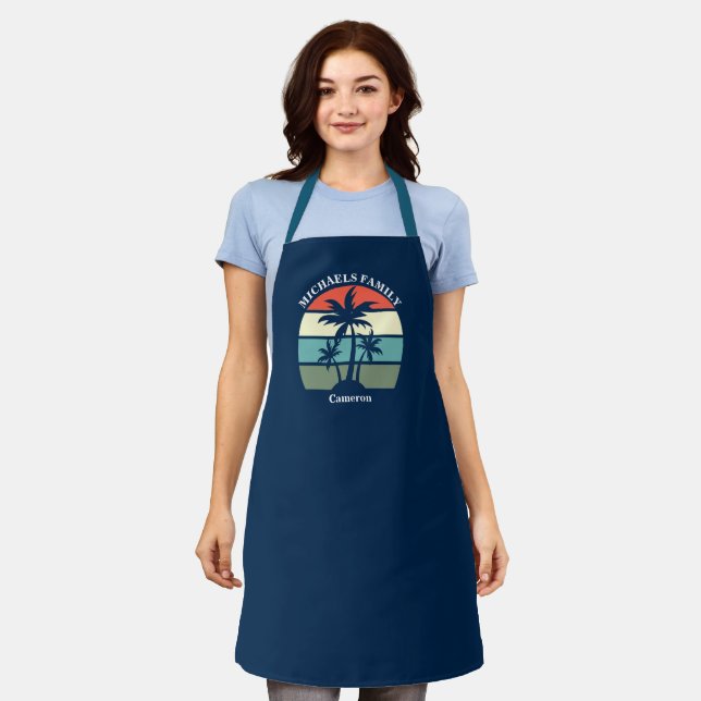Family Beach House Sunset Summer Palm Tree Custom Schürze (Getragen)
