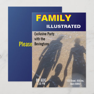 Family Beach Party Fake News Imitate Zeitschrift C Einladung