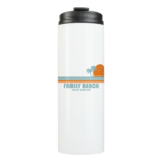 Family Beach South Carolina Sun Palm Trees Thermosbecher (Vorderseite)