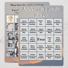 Family Bingo Card Orange Sunset and Mountain Foto