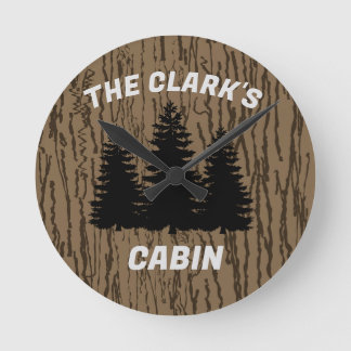 FAMILY CABIN RUSTIC WOOD CUSTOM WALL CLOCK RUNDE WANDUHR