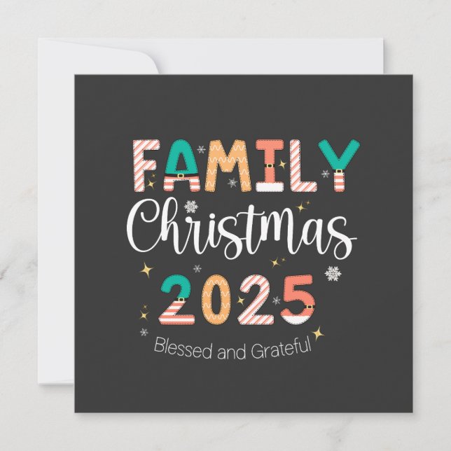 Family Christmas 2025 Blessed and Grateful  (Vorderseite)