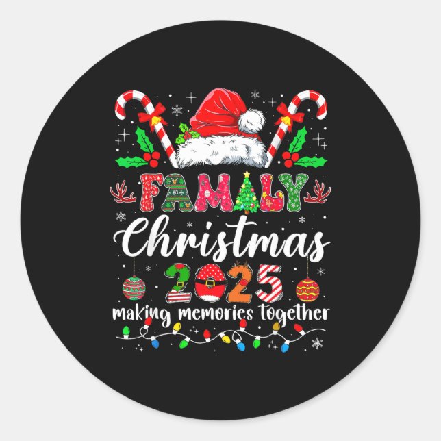 Family Christmas 2025 Matching Santa Tee Xmas Paja Runder Aufkleber (Vorderseite)