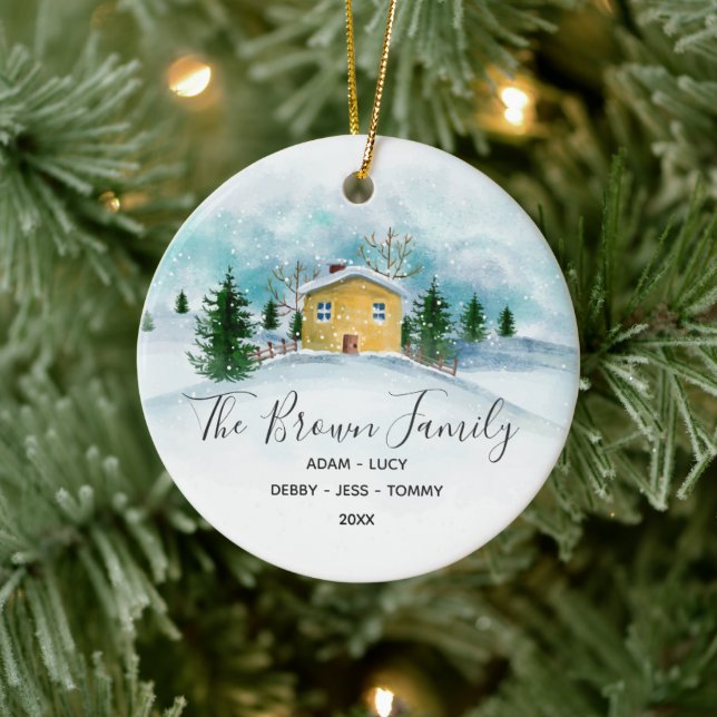 Family Christmas House Ornament Gift (Baum)
