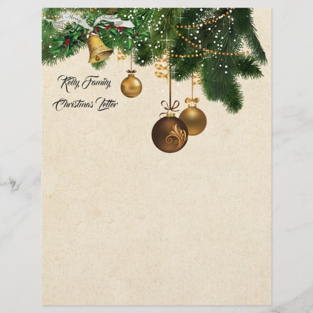 Family Christmas Letter Letterhead Writing Paper Briefbogen (Vorderseite)