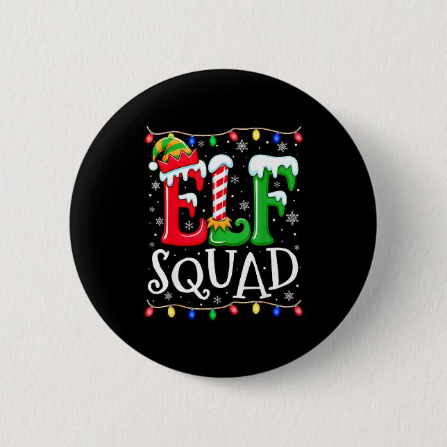 Family Christmas Matching Pajamas Elf Xmas Squad  Button (Vorderseite)