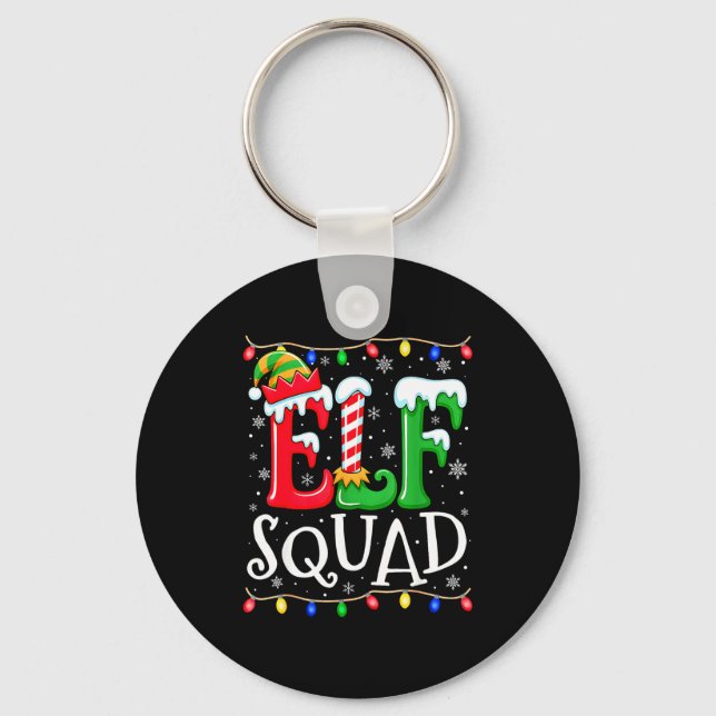 Family Christmas Matching Pajamas Elf Xmas Squad  Schlüsselanhänger (Vorderseite)