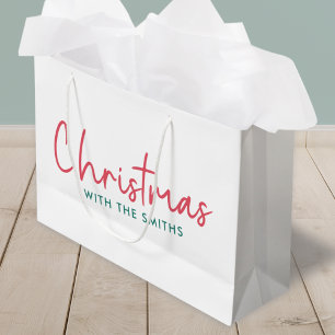 Family Christmas Modern Minimalist Family Name Große Geschenktüte