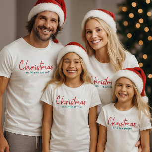 Family Christmas   Modern Minimalist Family Name T-Shirt