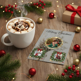 Family Christmas Photo Collage Card Dankeskarte