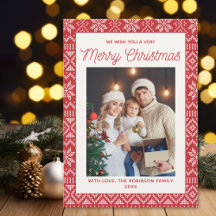 Family Christmas photo red Christmas background