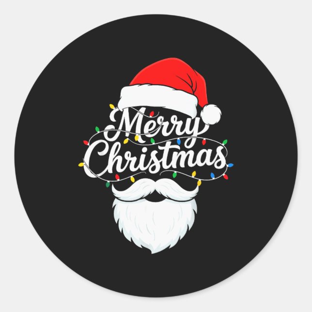 Family Christmas Santa Beard Xmas Matching Pajamas Runder Aufkleber (Vorderseite)