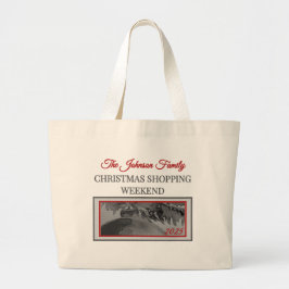 Family Christmas Shopping Weekend Crimson Ornament Jumbo Stoffbeutel