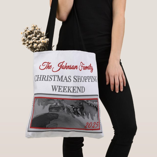 Family Christmas Shopping Weekend Crimson Ornament Tasche (Von Nahem)