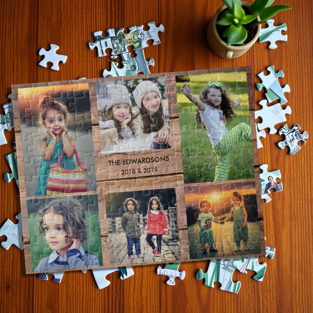 Family collage 6 photos and family name (Family collage 6 photos and family name jigsaw puzzle. Very unique family puzzle, great fun !)