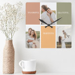 Family Collage Foto | Dankbar gesegnet dankbar Quadratische Wanduhr<br><div class="desc">Family Collage Foto | Dankbar gesegnet dankbar</div>