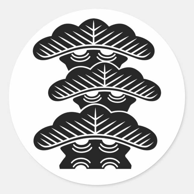 [Family Crests] Right-aligned 3tiered pine trees Runder Aufkleber (Vorderseite)