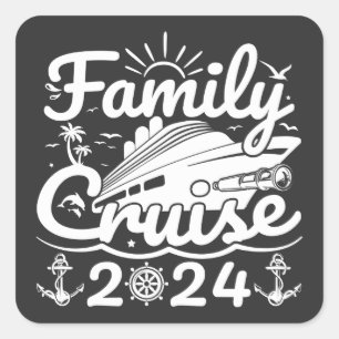 Family Cruise 2024 Coole Familienreise Quadratischer Aufkleber
