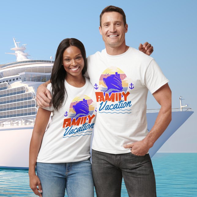 Family Cruise Blue Orange Sunset T - Shirt (Von Creator hochgeladen)